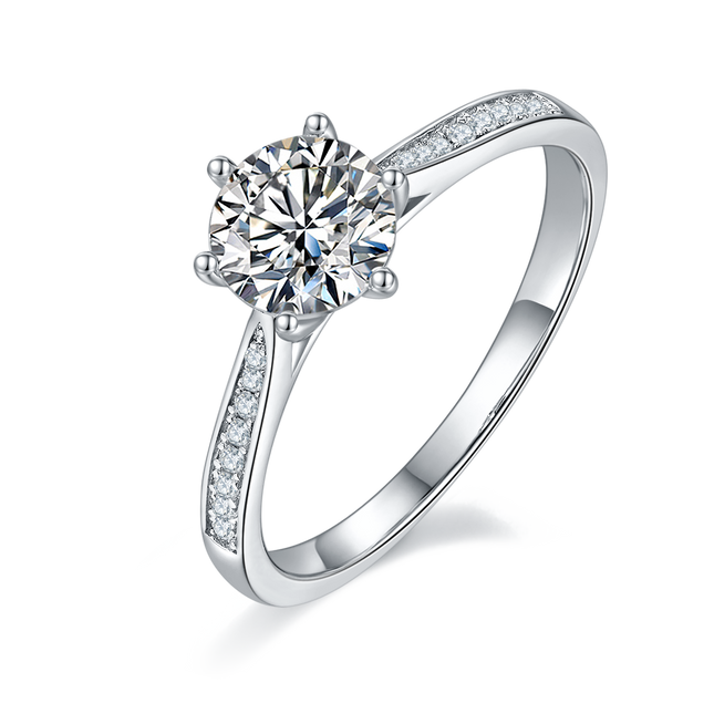 Straight Arm Classic Six-Prong Moissanite Women's Ring