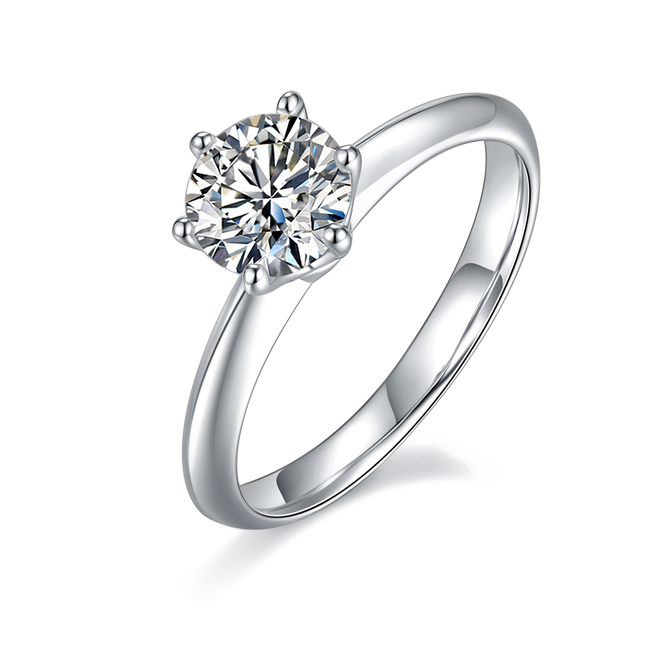 Straight Arm Classic Six-Prong Moissanite Women's Ring
