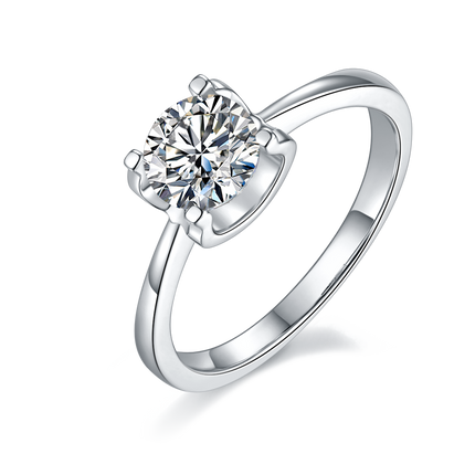 Ladies straight arm classic moissanite diamond ring