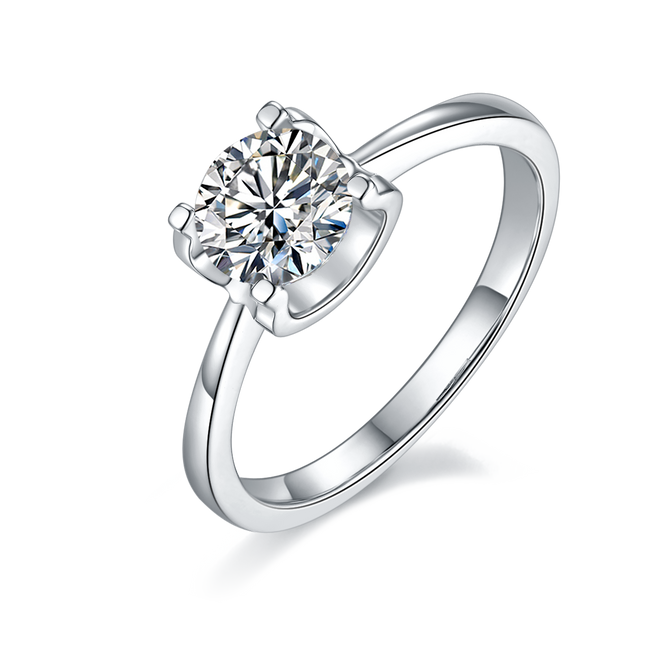 Ladies straight arm classic moissanite diamond ring