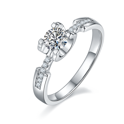 Women's Four Prong Bull Head Fixed Moissanite Ring