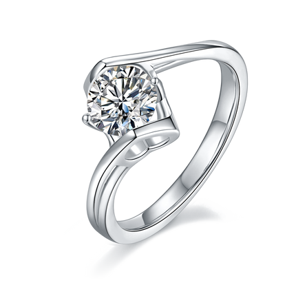 Ladies twisted arm moissanite diamond ring