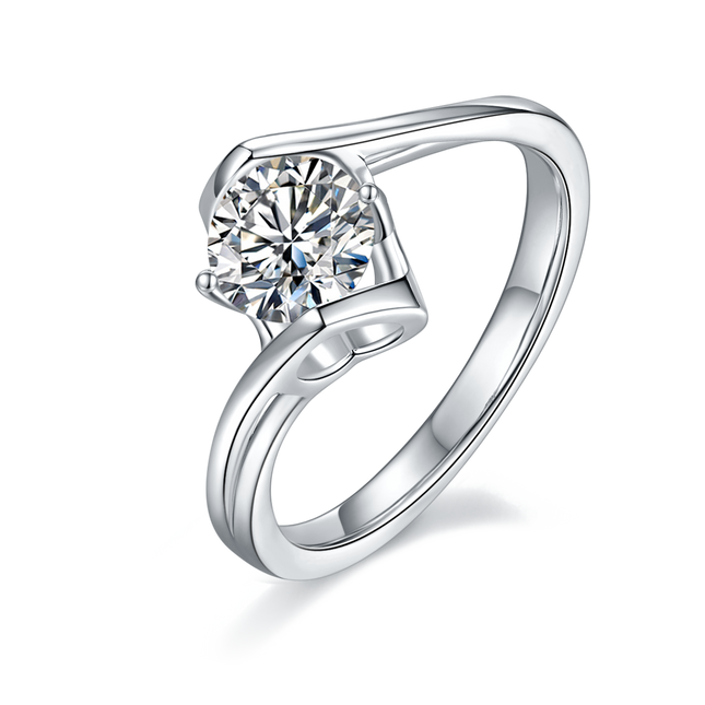 Ladies twisted arm moissanite diamond ring