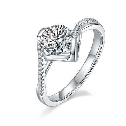 Women's Twisted Arm Micropaved Moissanite Diamond Ring