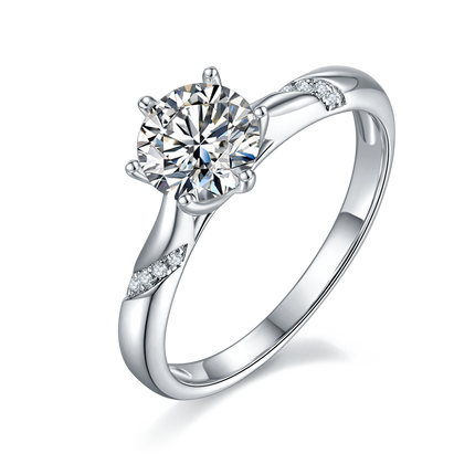 Ladies straight arm micro-paved moissanite diamond ring