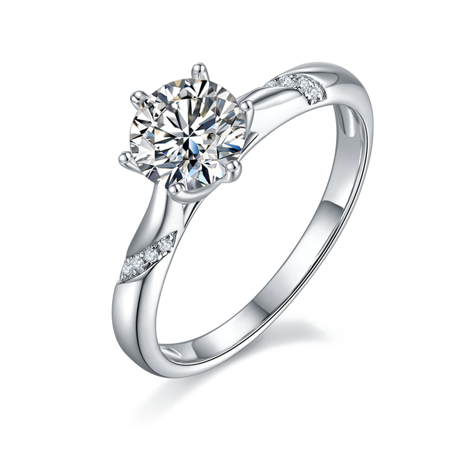 Ladies straight arm micro-paved moissanite diamond ring