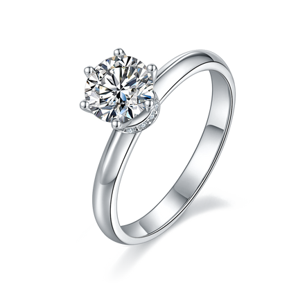 Women's straight arm prong set moissanite diamond ring