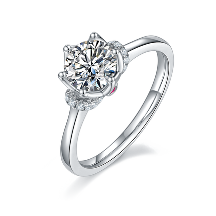 Ladies straight arm V-shaped moissanite diamond ring