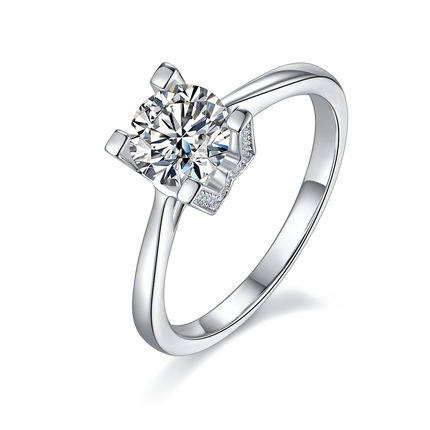 Ladies straight arm V-shaped moissanite diamond ring