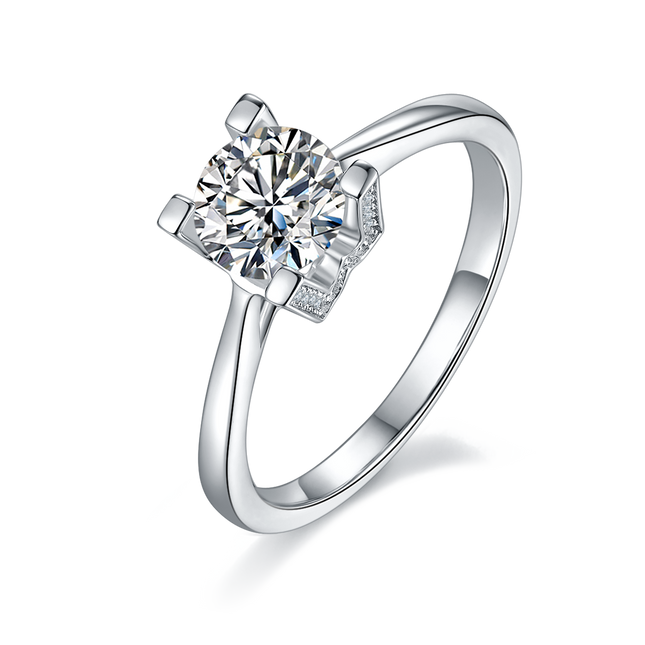 Ladies straight arm V-shaped moissanite diamond ring