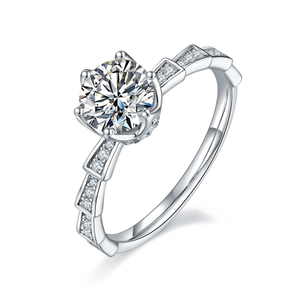 Ladies straight arm full moissanite diamond ring