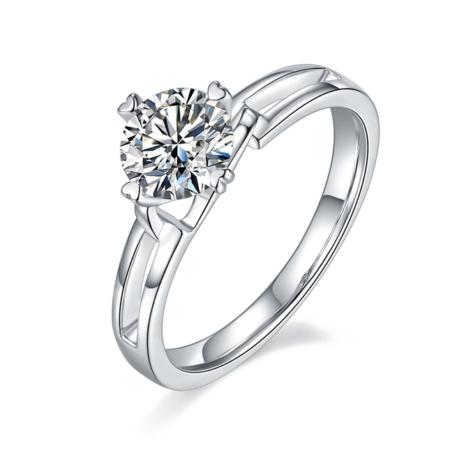Straight arm simple moissanite women's ring