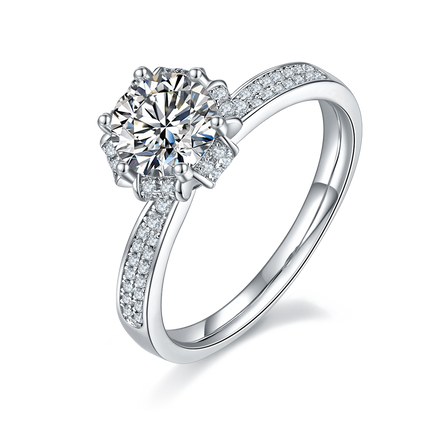 Straight Arm Luxury S925 Silver Moissanite Women's Ring