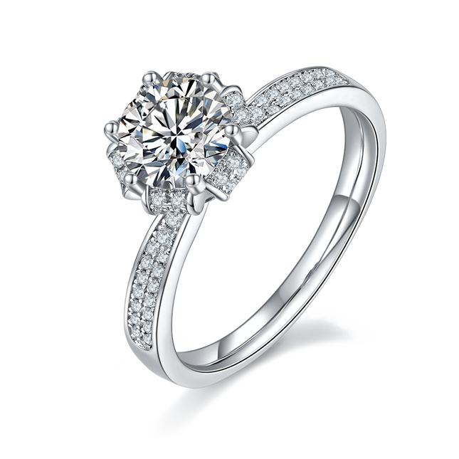 Straight Arm Luxury S925 Silver Moissanite Women's Ring
