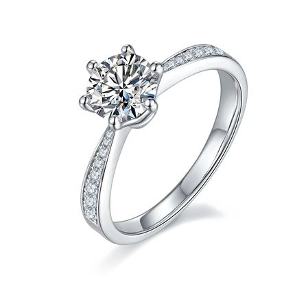 Straight Arm S925 Silver Moissanite Women's Ring