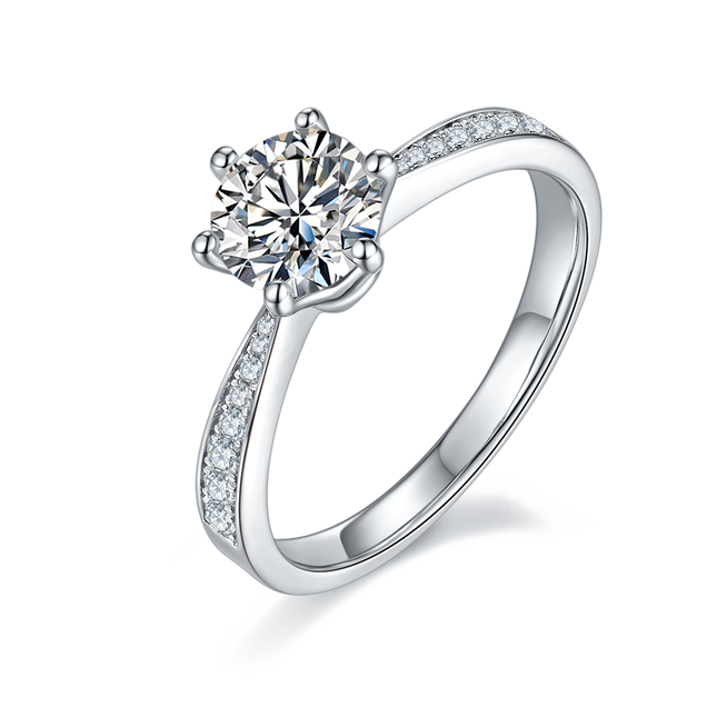Straight Arm S925 Silver Moissanite Women's Ring