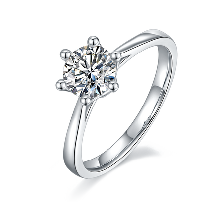 Straight Arm Crown S925 Silver Moissanite Women's Ring