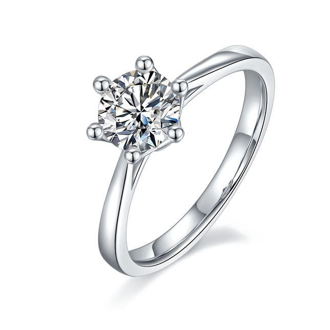 Straight Arm Crown S925 Silver Moissanite Women's Ring