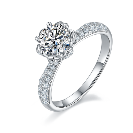 Straight arm luxury S925 silver moissanite women's ring