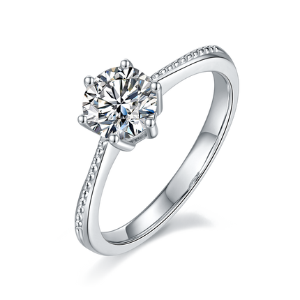 Straight Arm S925 Silver Moissanite Women's Ring