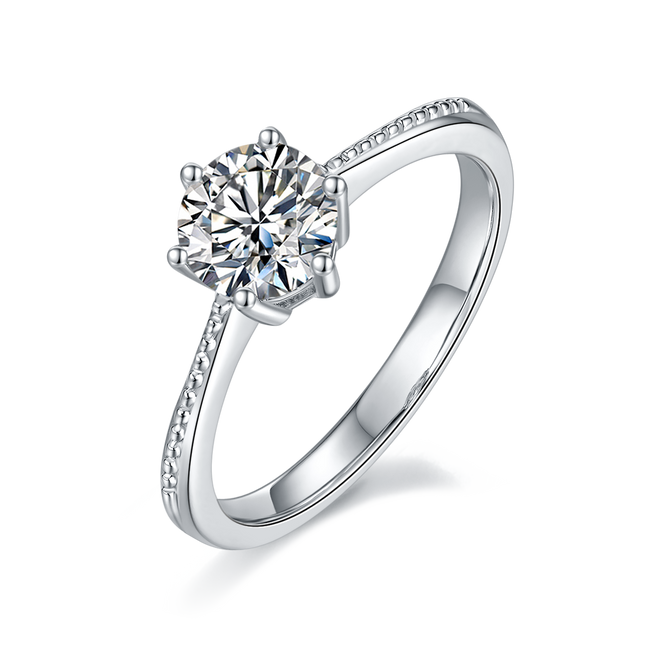 Straight Arm S925 Silver Moissanite Women's Ring